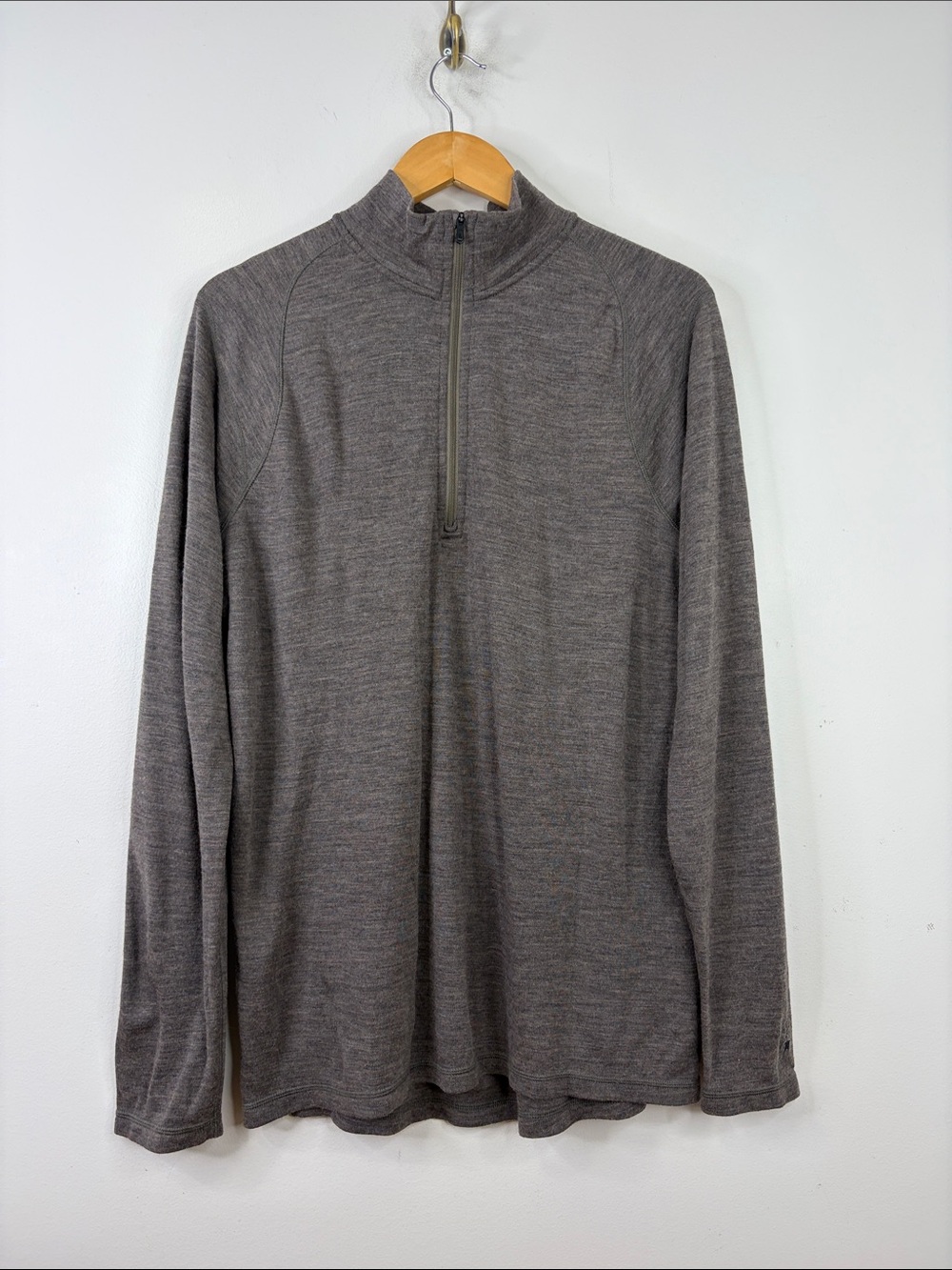 Smartwool Half Zip Mens XL Taupe Brown Merino Wool Long Sleeve Mid Layer Shirt